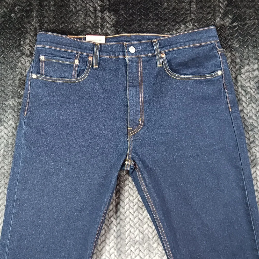 Levi's 502 Taper Fit Jeans Men's Stretch Dark Blue Denim Size 36x32